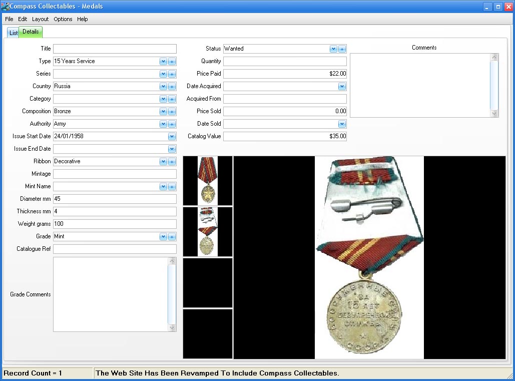 Form View Image for Medals